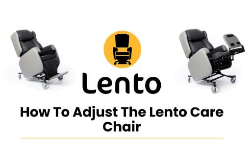 How to adjust the Lento Care Chair banner image. Composite image of the Lento Care Chair in several configurations. The Lento logo is in the middle.
