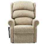 Front facing product shot of the Brecon electric riser recliner armchair on a white background.
