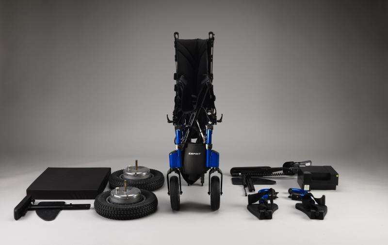 Rear product shot of the folded Esprit power wheelchair & accessories.