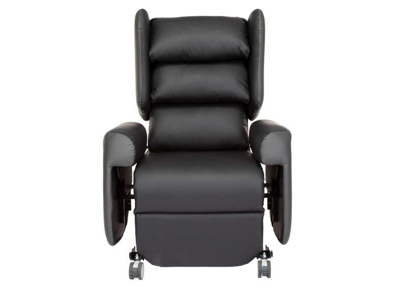 Leno medical grade portable riser recliner chair.Product showing adjustability of the armrests.