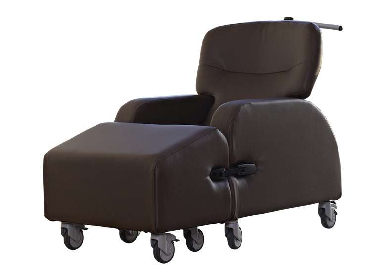 Product shot of the Omega care chair specialist seating system for managing Huntington's disease symptoms.
