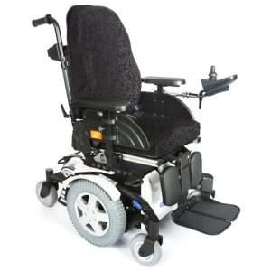 An electric wheelchair with a joystick control