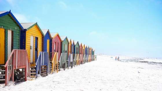 A row of colourful beach huts