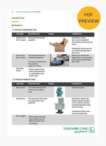 Rise & Recline Chair Prescription Form Preview