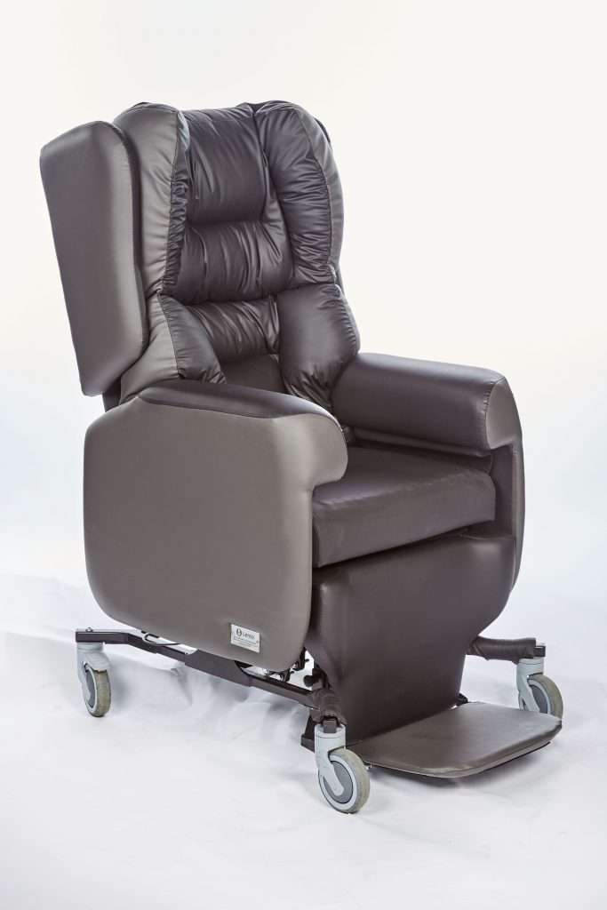 Lento care chair is adjustable to support pelvic obliquity