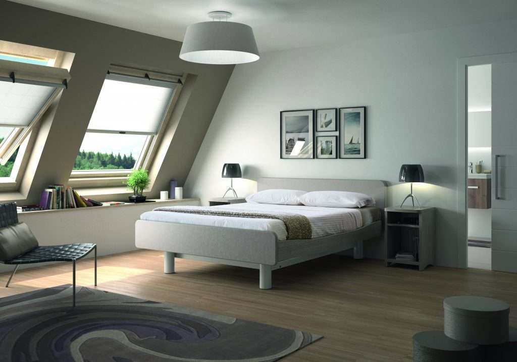 Bedroom with Tenero Twin Profiling Bed in Clear Oak