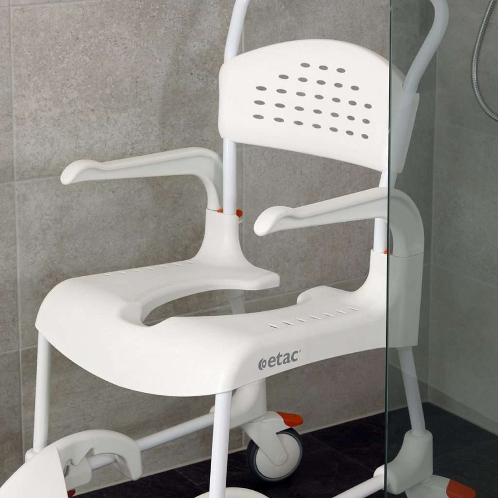 A shower chair can help prevent falls in the bathroom for people who are unsteady on their feet