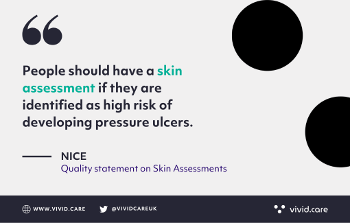 Quote card showing the Skin Assessment Quality Statement from NICE