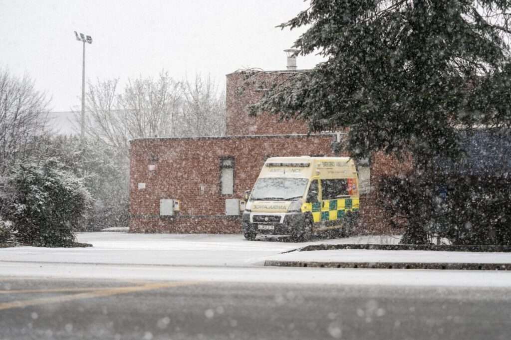 ambulance in the snow