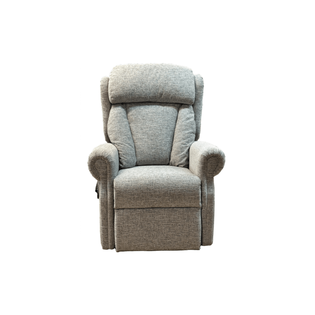 Dream Armchair Side View - Rise Recline Chair in Floral Oatmeal Fabric. #2