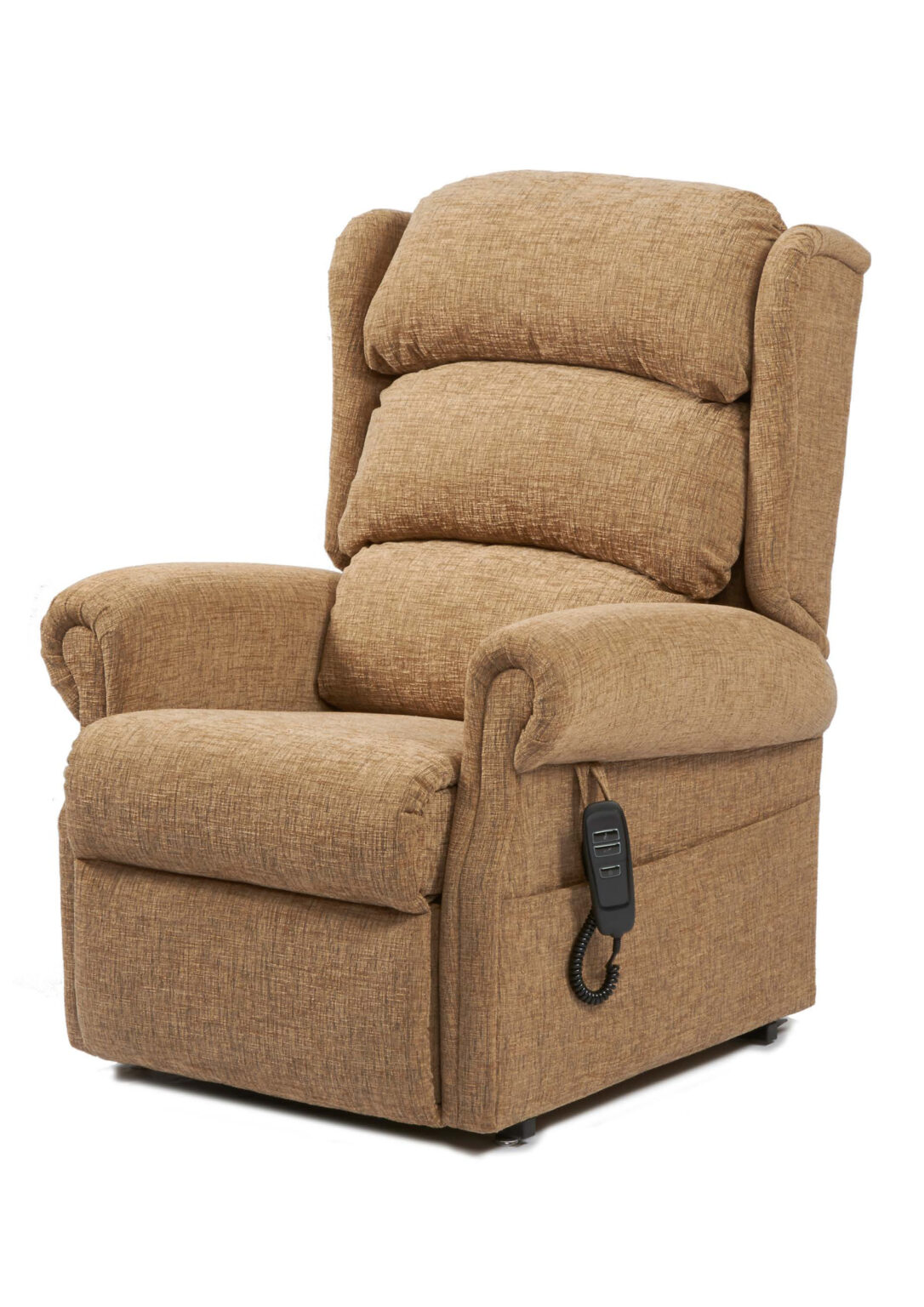Dales Swaledale Armchair Side View - Rise Recline Chair in Montana Plain Cocoa