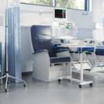 Hiback Bedside Chair in NHS Trust Hospital Ward