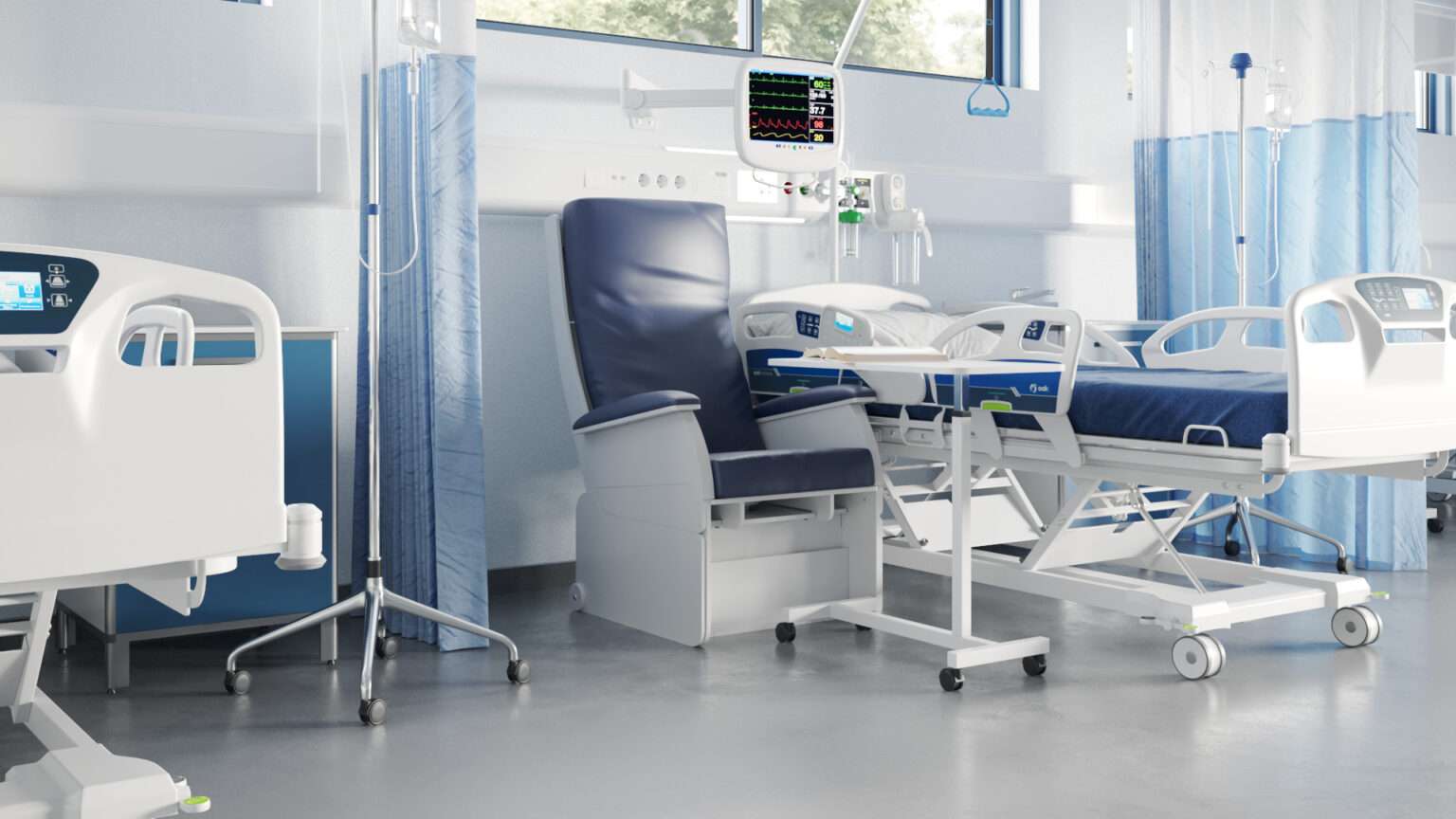Hiback Bedside Chair in NHS Trust Hospital Ward