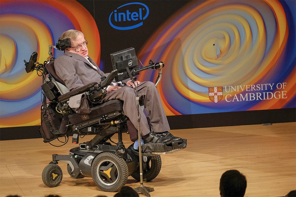 Professor Stephen Hawking in wheelchair