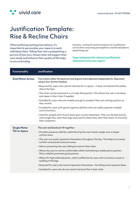 Rise & Recline Chair Justification Template preview