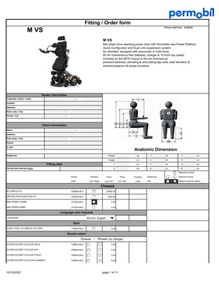 Permobil M Corpus VS prescription form  preview