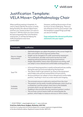 VELA Ophthalmology Chair Justification Template preview
