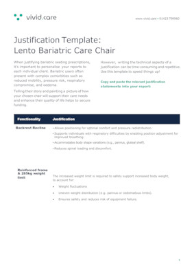 Lento Bari Care Chair Justification Template preview