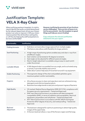 VELA X-Ray Chair Justification Form preview