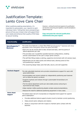 Lento Cove Care Chair Justification Template preview