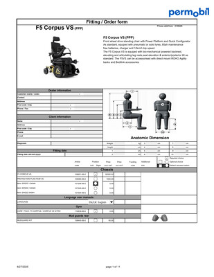Permobil F5 Corpus VS prescription form  preview