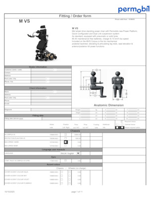 Permobil M Corpus VS prescription form  preview