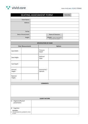Sample Seating Assessment Form preview