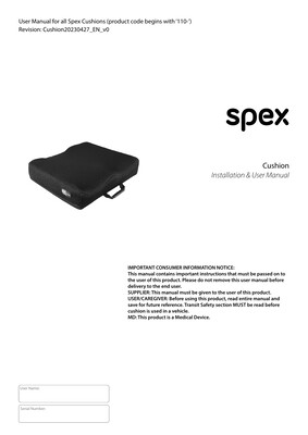 Spex Cushion User Manual preview