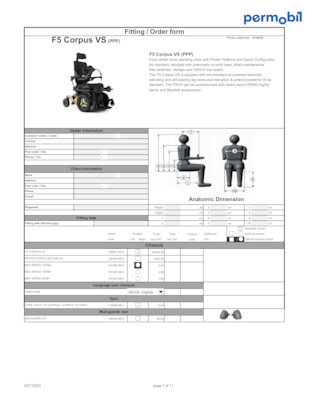 Permobil F5 Corpus VS prescription form  preview