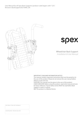 Spex Back Support User Manual preview