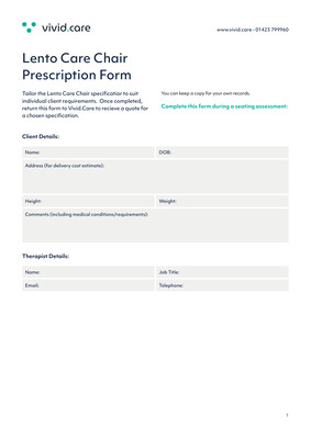 Care Chair Prescription Form preview